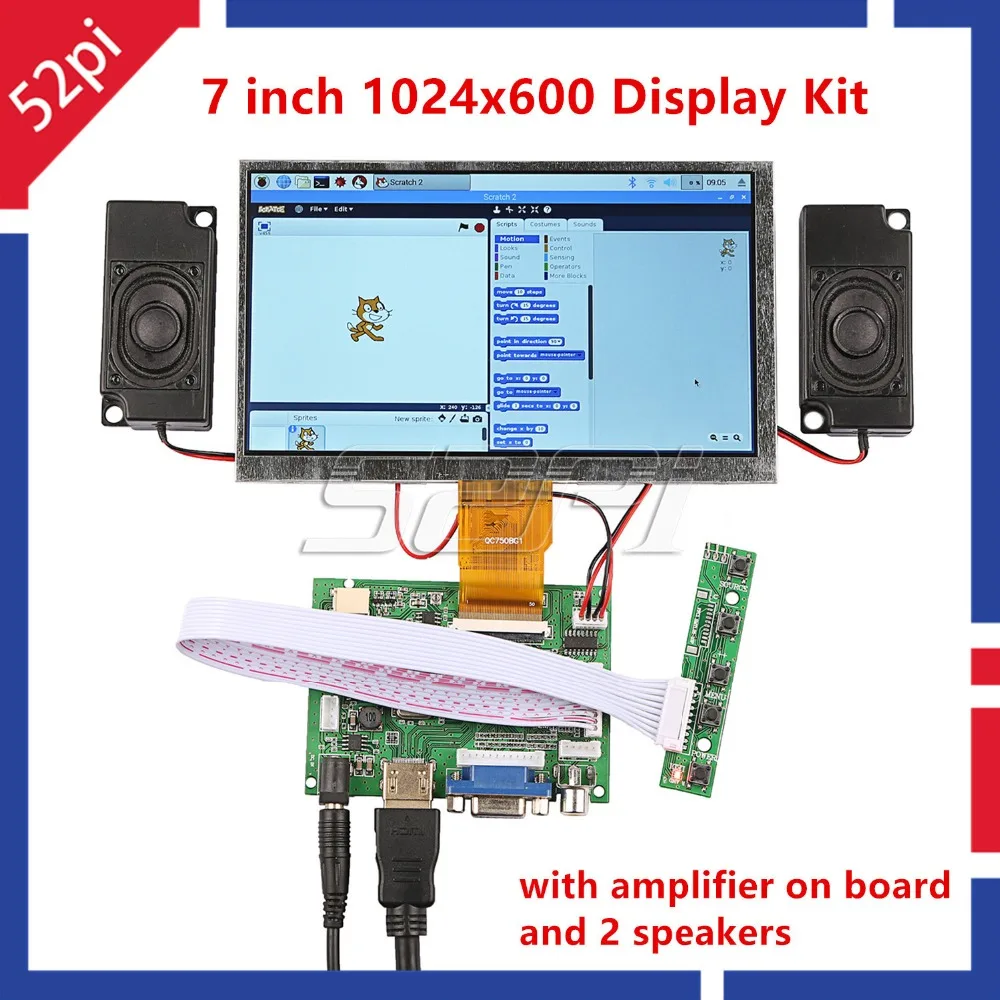 52Pi New! 7 inch LCD 1024*600 Display Monitor Screen Kit