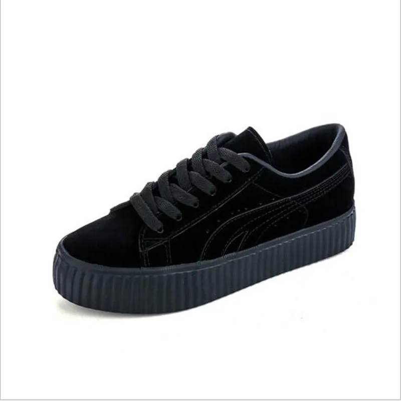 

Free Shipping 2017 Fashion Rihanna Creepers Flat Platform Shoes Femmes Lace-Up Flats Round Toe Creepers Ladies