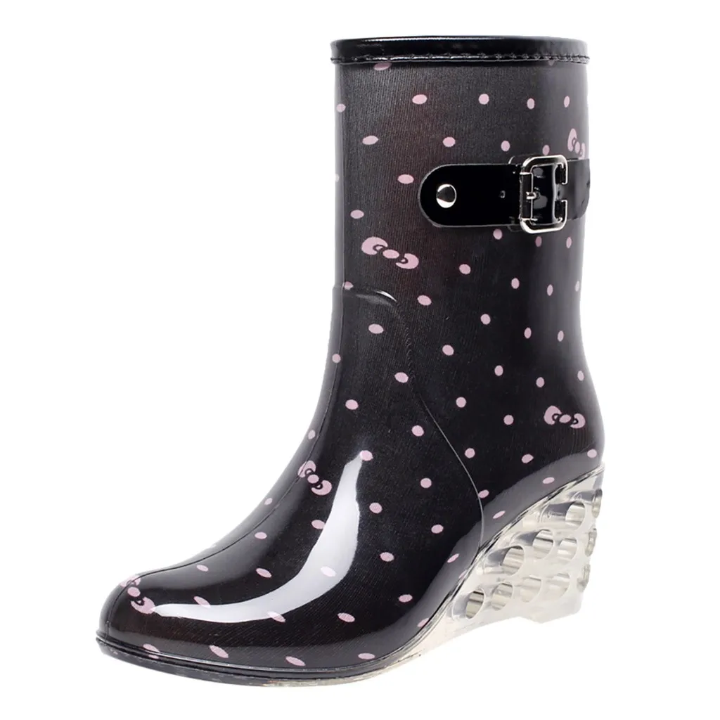 

SAGACE Women's Boots women\x27s shoes Mid boots Punk Style Snow Boots Non-Slip Rain Outdoor Rubber Wedge Water Shoes Jly2