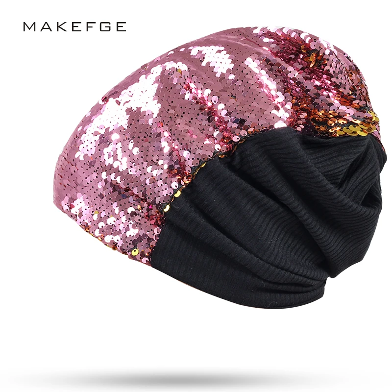Hot Autumn Women Fashion Mermaid Hat Magical Reversible Sequin Cap Hood Dress Up Color Changing 