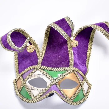 

New Handmade Purple Musical Note Venetian Mask with Bell Event Party Ball Mask Halloween Prop Supplies DEC225