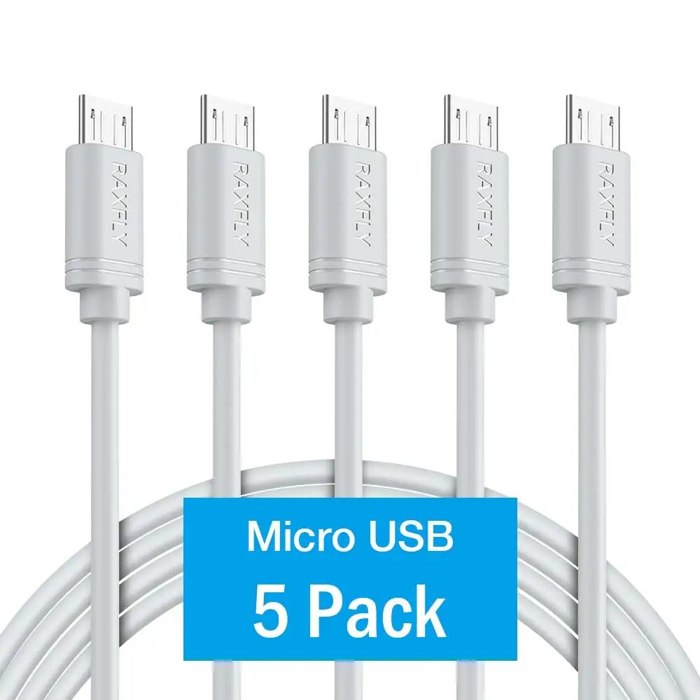 5 шт./лот USB raxfly Micro кабель для Xiaomi Redmi Note 4 4X5 Pro ПВХ Micro USB кабель для samsung S7 S6 S5 Microusb зарядный провод - Цвет: White