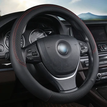 Black Car Steering Wheel Cover Sport Auto Steering-wheel Covers Car Accessory 38CM Car-styling Breathable donyummyjo creative cute cartoon car steering wheel cover winter plush back cat women girls wheel covers car styling decorations
