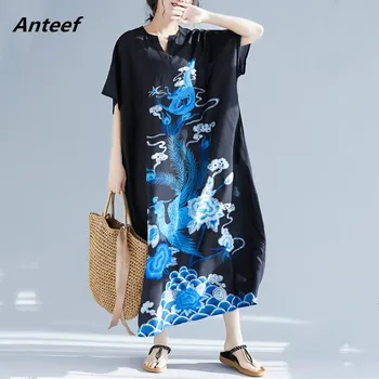

black chiffon vintage plus size women casual loose maxi long summer elegant dress clothes 2020 ladies dresses sundress