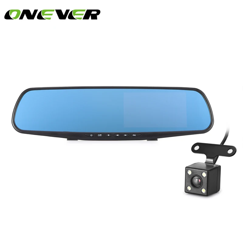

Dash Camera Car Rear View Mirror DVR Video Recorder Camcorder 120 Degree Wide Angle with Rear Camera 4.3" Dual Lens 1080P FHD