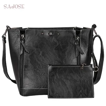 

Composite Bag Totes Bags For Women Leather Handbags Lady Black Designer Women's Shoulder Bag Vintage Bolsos Mujer Drop Shipping