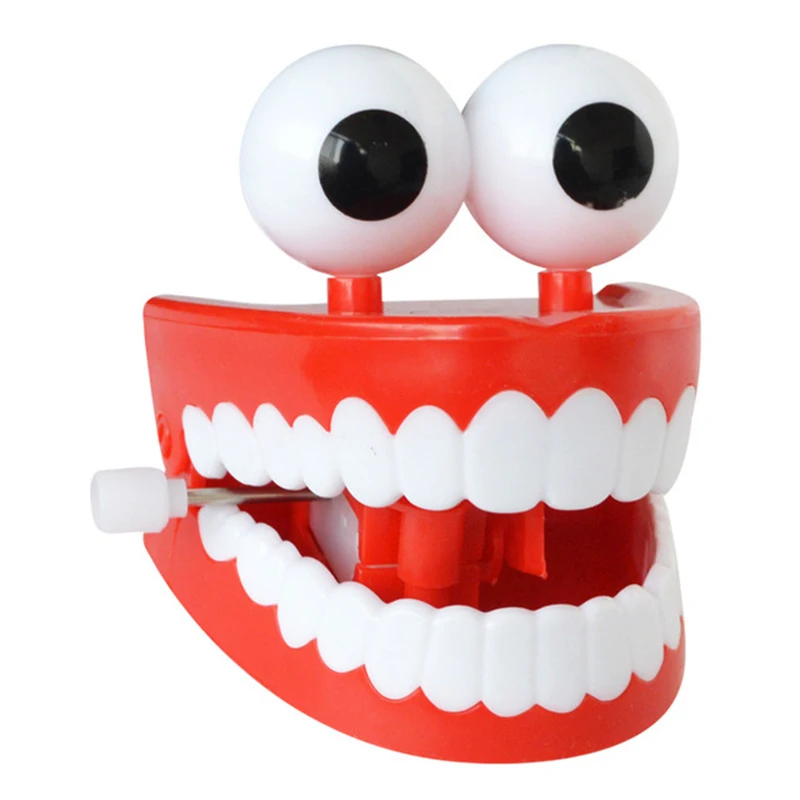 Novelty Dentures Clockwork Fun Toy Teeth Clockwork Beating On The Chain Classic Toys Halloween Funny Teeth Model Toys Kids Gifts