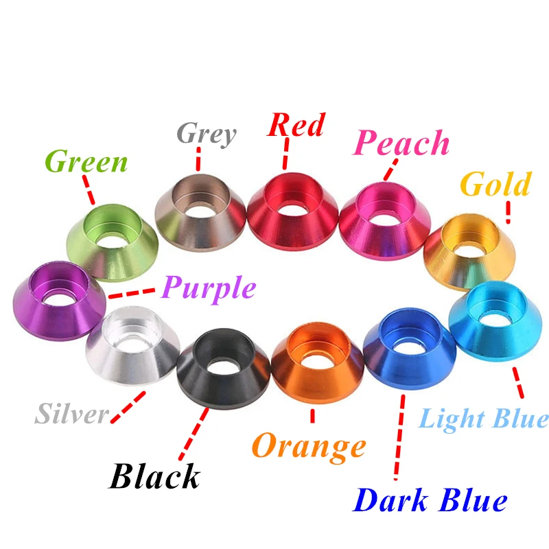 M5 ANODIZED ALUMINIUM COLORFUL COUNTERSUNK FLAT HEAD WASHERS CUP SCREW GASKET 