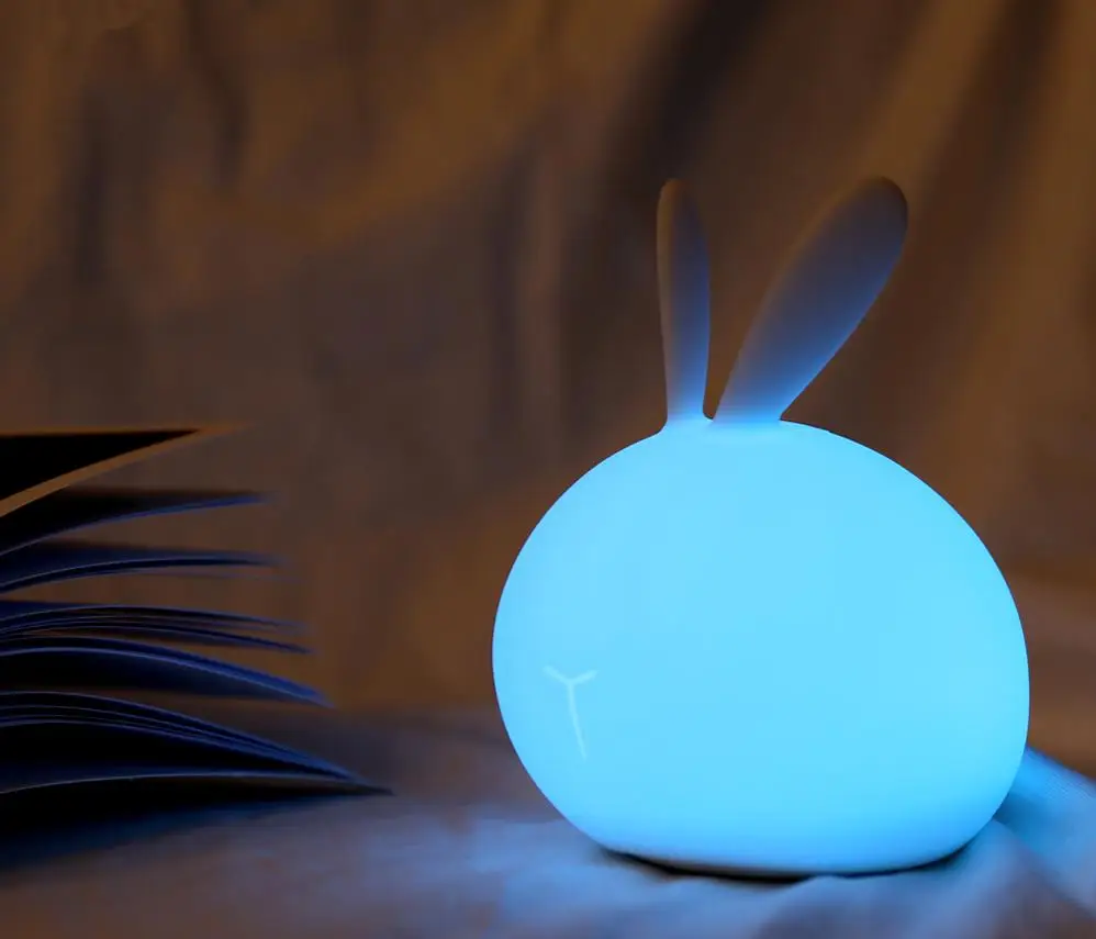 Genuine 7 Color Rabbit Lamp USB Rechargeable Silicone ...