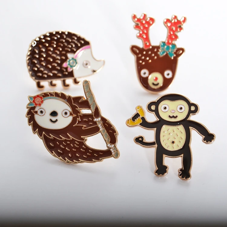 

Free Shipping New Cartoon Cute Metal Whale Animal Enamel Brooch Pin Bag Hat Badge Sloth Hedgehog Brooches jewelry For Women
