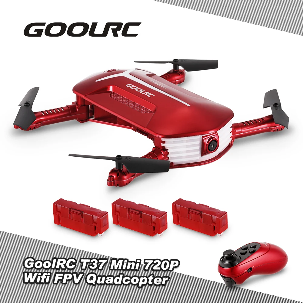 GoolRC T37 6-Axis Gyro WIFI FPV 720P HD Camera Drone Selfie Mini Drones Foldable RC Pocket Dron Quadcopter with Battery Toys vs for jjrc h37 jjrc h36 (1)