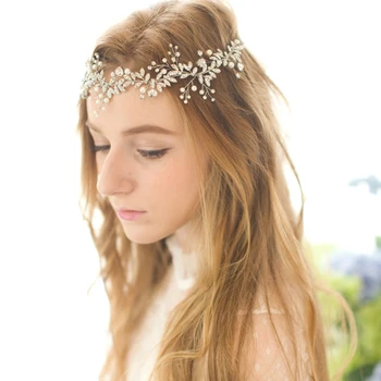 

Crystal Beaded Bridal Headband Crown Vintage Handmade Hair Vine Wedding Headpiece Leaf Wedding Hair Accessories 2016 In Stock