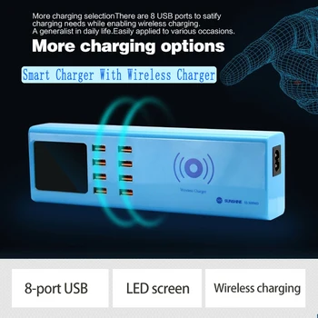 

SS-309WD Mobile phone Intelligent wireless charger + 8usb Charging port for iphone ipad samsung