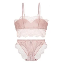 Ультра тонкий мягкий кружевной бюстгальтер без косточек, бюстгальтер и трусики, комплект нижнего белья, женское нижнее белье, бюстгальтеры для девушек US$9,9