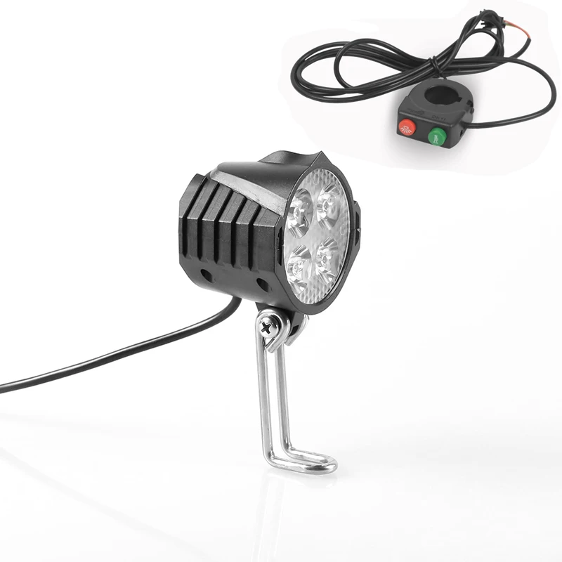 Для электрического велосипеда, фара для электровелосипеда в Водонепроницаемый светодиодный светильник Байк, способный преодолевать Броды 12W светильник головной светильник включают в себя Рог - Цвет: Horn with Light