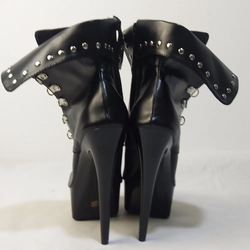15cm high heels, thin and live-action low-cut boots, the front line is the artificial leather performance Dance Shoes