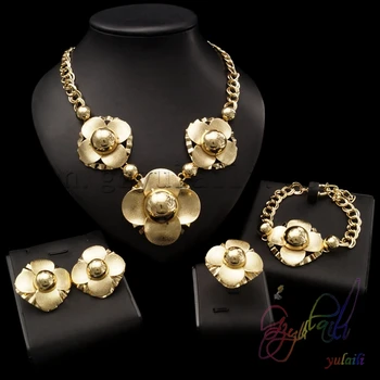 

Yulaili China Factory Custom African Cubic Zircon Party Costume Flower Design Ladies Big Jewelry Sets