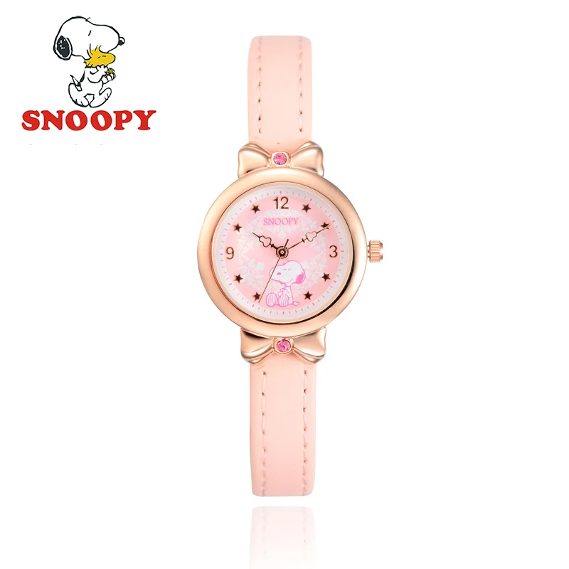 

Snoopy Kids Watch Children Watch Casual Fashion Cute Quartz Wristwatches Girls Leather Watchband Water Resisitant clock