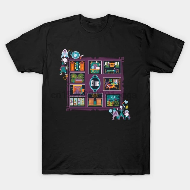 

Men Short sleeve tshirt Haunted Mansion Clue Mansion T Shirt Women t-shirt