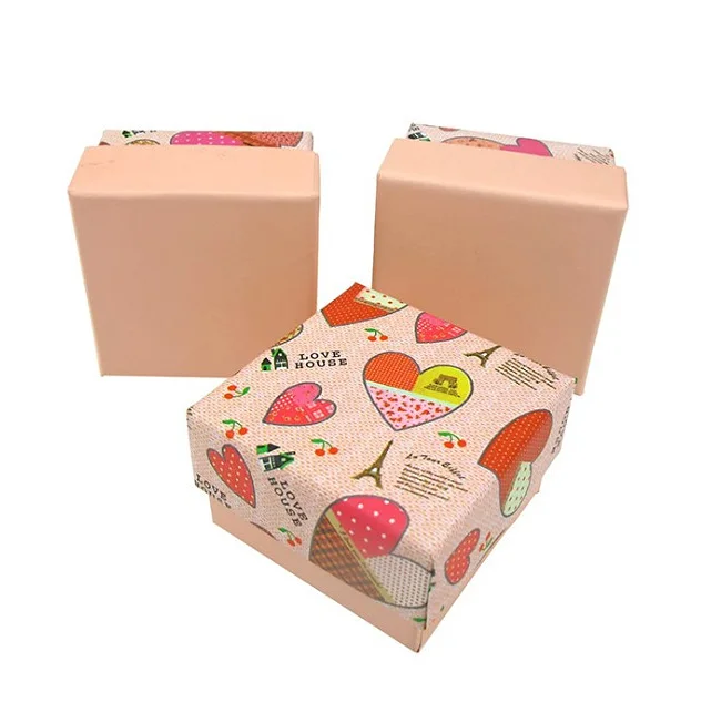 

Fashion Exquisite Love Heart Jewelry Gift Box fit Earrings Rings Accessories Jewelry Packaging Gift Boxes 5*5*3cm Dropshipping