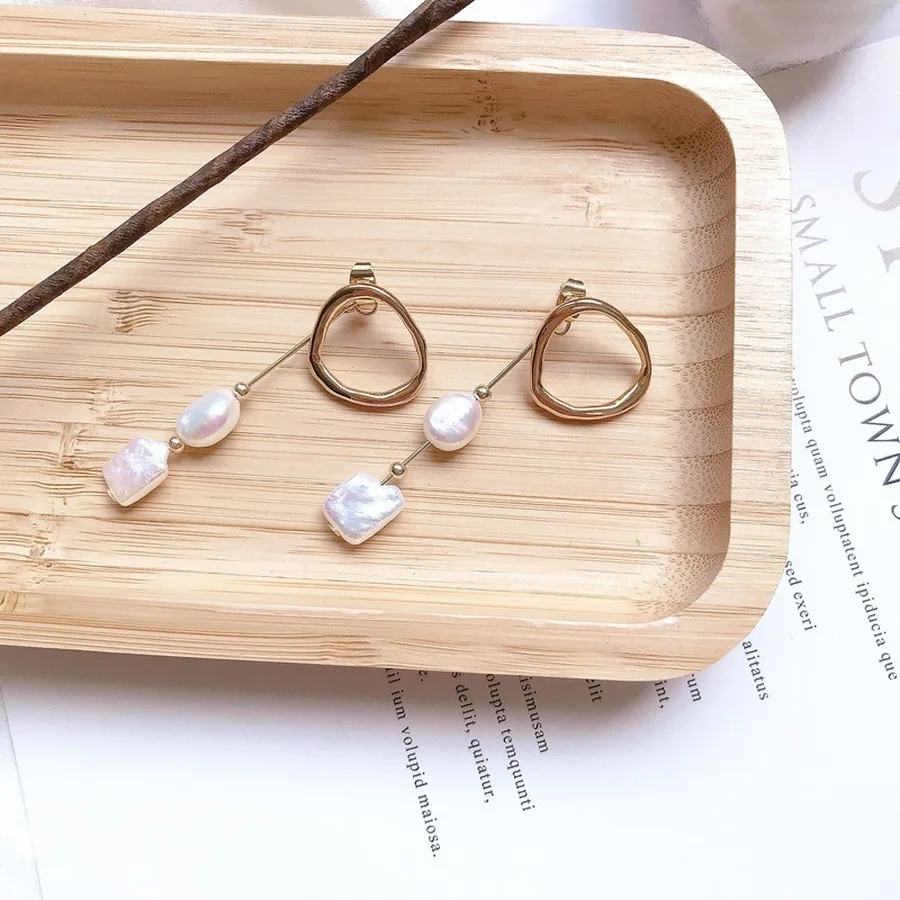 

Korean Vintage Pearl Earrings Frosty Style Irregular Ring Earrings Women Gift Fashion Jewelry Accessories