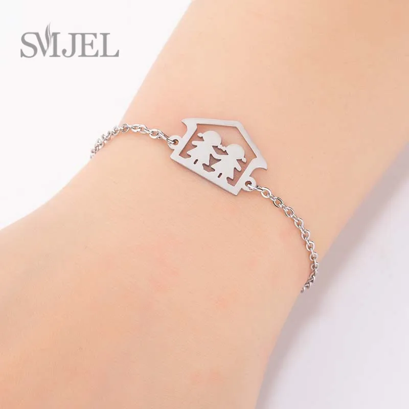 SMJEL Roommate Close friend Shape Charm Bracelet Stainless Steel Bracelets Jewelry For Best Friend Perfect Birthday Gift idea