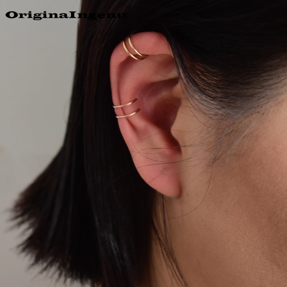 

Vintage Earrings for Women Handmade Gold Cuff No Piercing Customizable Simple Cartilage Fake Piercing Earings Oorbellen