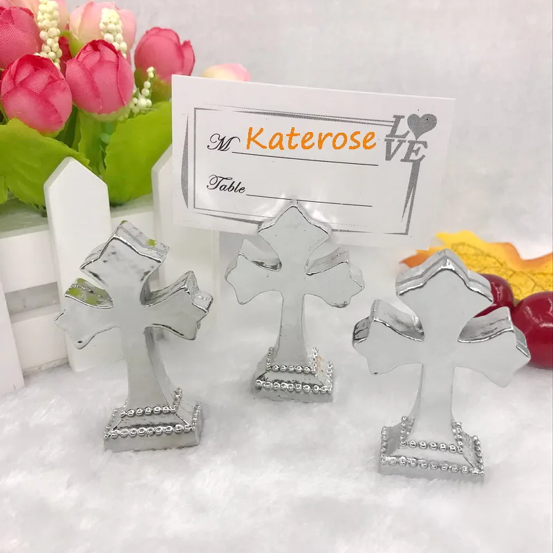 

(25pcs/Lot)FREE SHIPPING+Religious Activities Favors and Gift Sacrament Cross Place Card Holder&Photo Holder