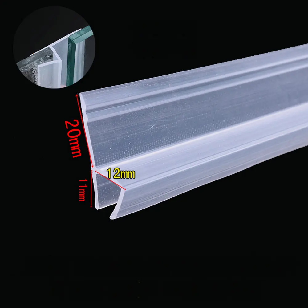 Shower Glass Door Seal Frameless Shower Door Bottom Seal Shower Door Sweep Rubber Plastic Shower Screen Seal Strip For 6mm//8mm//10mm//12mm Thickness Curved//Flat Glass Bath Door 100mm Length