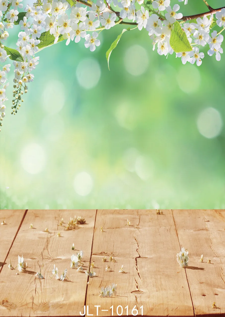 3X4FT-Spring Sunshine Flower Grass Photography Backdrops Wood Floor Photo Studio Background