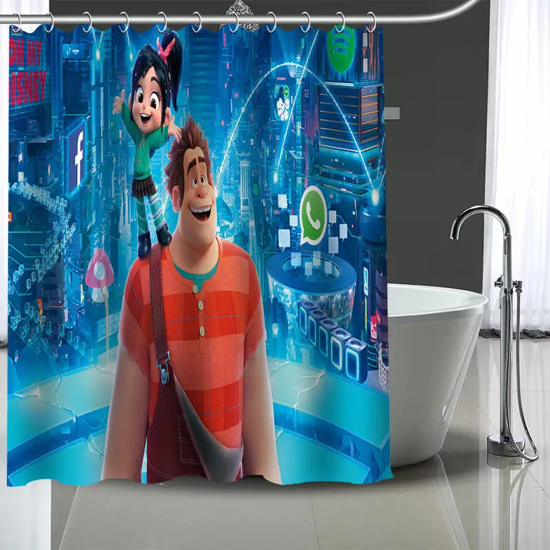 

New Custom Ralph Breaks the Internet Curtains Polyester Bathroom Waterproof Shower Curtain With Plastic Hooks More Size