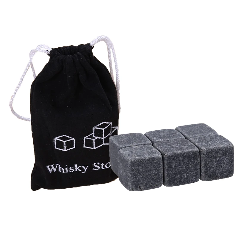 

6pcs Natural Whiskey Stones Sipping Ice Cubes Whisky Rocks Champagne Wine Beer Cooler Party Wedding Gift Bar Accessories