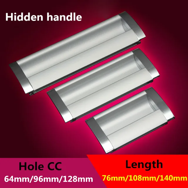 Cheap Hole Pitch 64mm/96mm/128mm Zinc alloy hidden handle Kitchen Furniture handle drawer handle Cheap Hole Pitch 64mm/96mm/128mm Zinc alloy hidden handle Kitchen Furniture handle drawer handle
