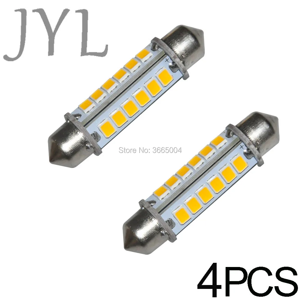 

4PCS 42MM 24-2835-SMD LED Bulbs Interior Dome Light Warm White, 1.65" Festoon 211-2, 212-2, 214-2, 560,