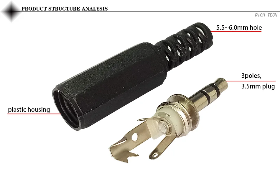 8pcs Audio Jack Plug Headphone male 