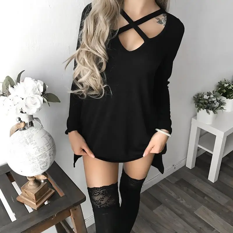 Женское платье с длинным рукавом V образным вырезом и вырезами|sexy party|dress long sleevedress