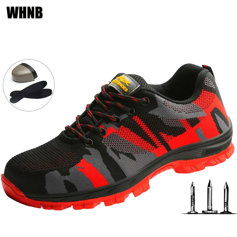 

Men Safety Shoes Steel Toe Plate Mesh Breathable Fashion Men Tooling Boots Construction Anti-smashing Stab Safety Work Shoes