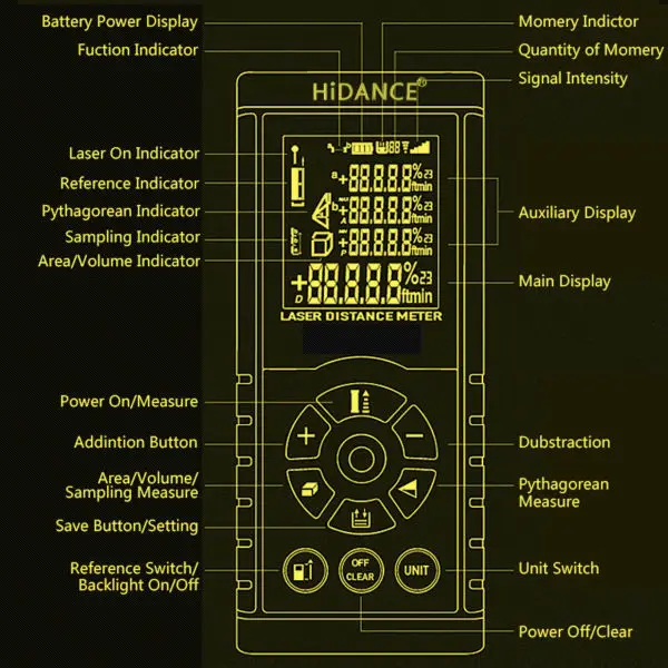 HiDANCE laser range finder construction tools distance measurer rangefinder digital optical tape measure laser meter 100m 80m 60 HiDANCE laser range finder construction tools distance measurer rangefinder digital optical tape measure laser meter 100m 80m 60
