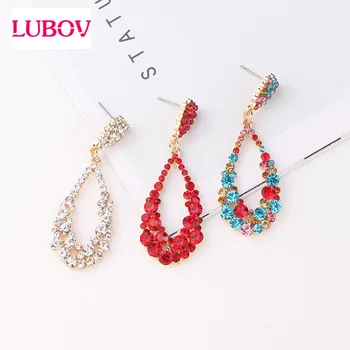 

LUBOV Luxury Colorful Crystal Stone Drop Earrings Trendy Water-drop Rhinestone Pendant Dangle Earrings Women Jewelry 2019 New