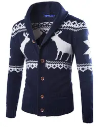 Бесплатная доставка мужчин Рождественский олень свитер этнический стиль свитер модный кардиган для человека M77