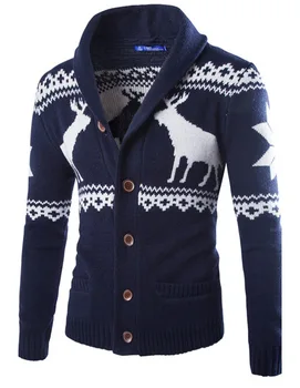 

Free shipping men Christmas deer sweater Ethnic style sweater fashion Cardigan for man M77