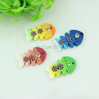 

set of 30pcs Mixed fimo fishbone with drilled hole beads,pendent polymer clay fimo Cabochon Single side 25*16mm RT0011