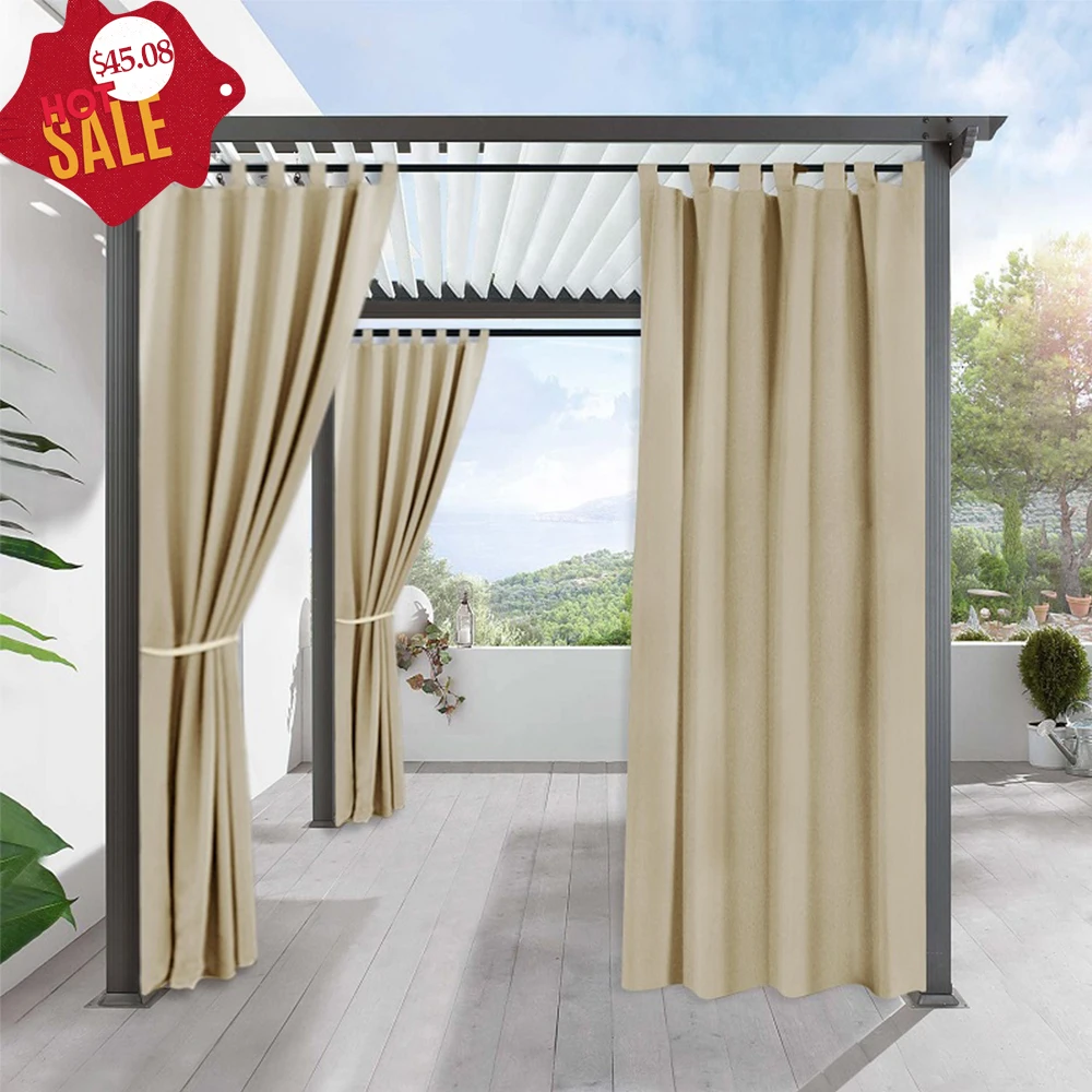 Modern Outdoor Curtains Drapes Water Repellent Blackout Constant