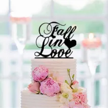 Мышь над изображением, чтобы увеличить осень в любви Пользовательские слова деревенский блеск торт Топпер Для Свадебные украшения заготовки 10 шт