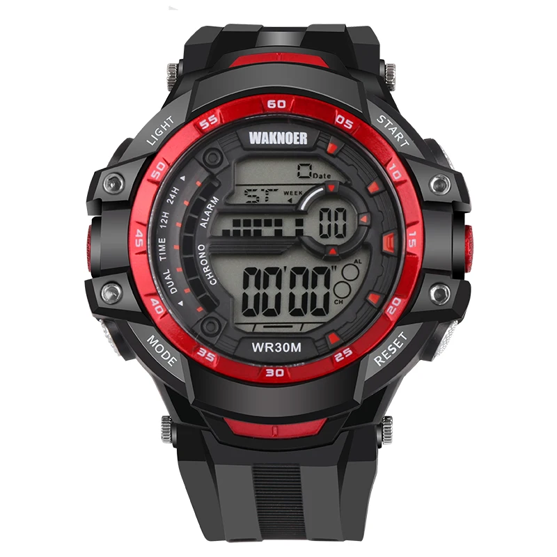 

WAKNOER Men Sports Watches Countdown Double Time Watch Alarm Chrono Digital Wristwatches 30M Waterproof Relogio Masculino saat