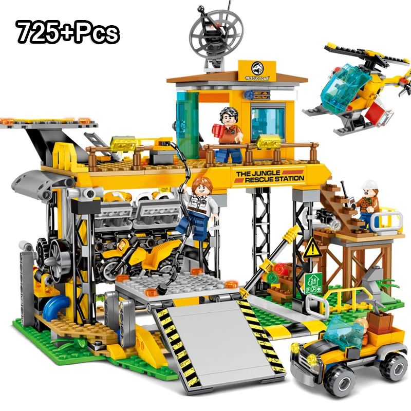 

725Pcs Rescue Team Building Block Compatible LegoING City Technic Figures Helicopter Engineering Car Enlighten Toy for Children