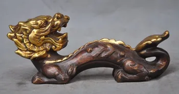 

Crafts statue Old Chinese Fengshui bronze gilt Dragon Head Auspicious Wealth RuYi ruyi Statue