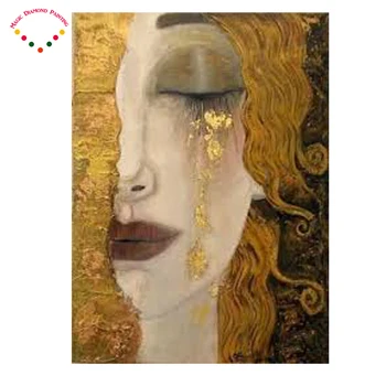 

5D woman Half face round diamond embroidery diamond Patterns Rhinestone diamond painting Golden tears cross stitchneedlework
