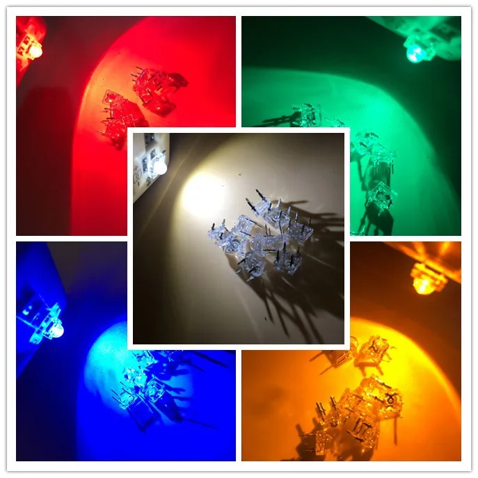 500X5 мм Пиранья супер флюс светодиодный = 100 каждый красный зеленый синий белый желтый светодиодный s комплект 4 контактный купол Широкий угол светильник лампа для автомобиля светильник