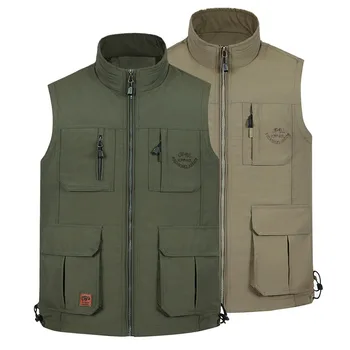 

b 2019 Vest Men Vest Coat Autumn Casual Men's Sleeveless Vest Breathable Multi-pockets Quick Dry Mesh Waistcoat hombre